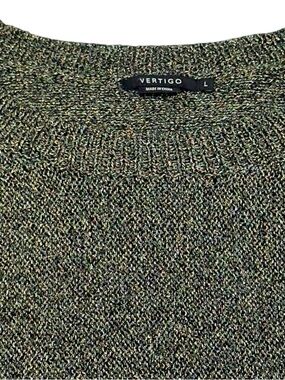 Vertigo Black Gold Metallic Sweater Long Sleeve Shimmer Womens L Knit Pullover